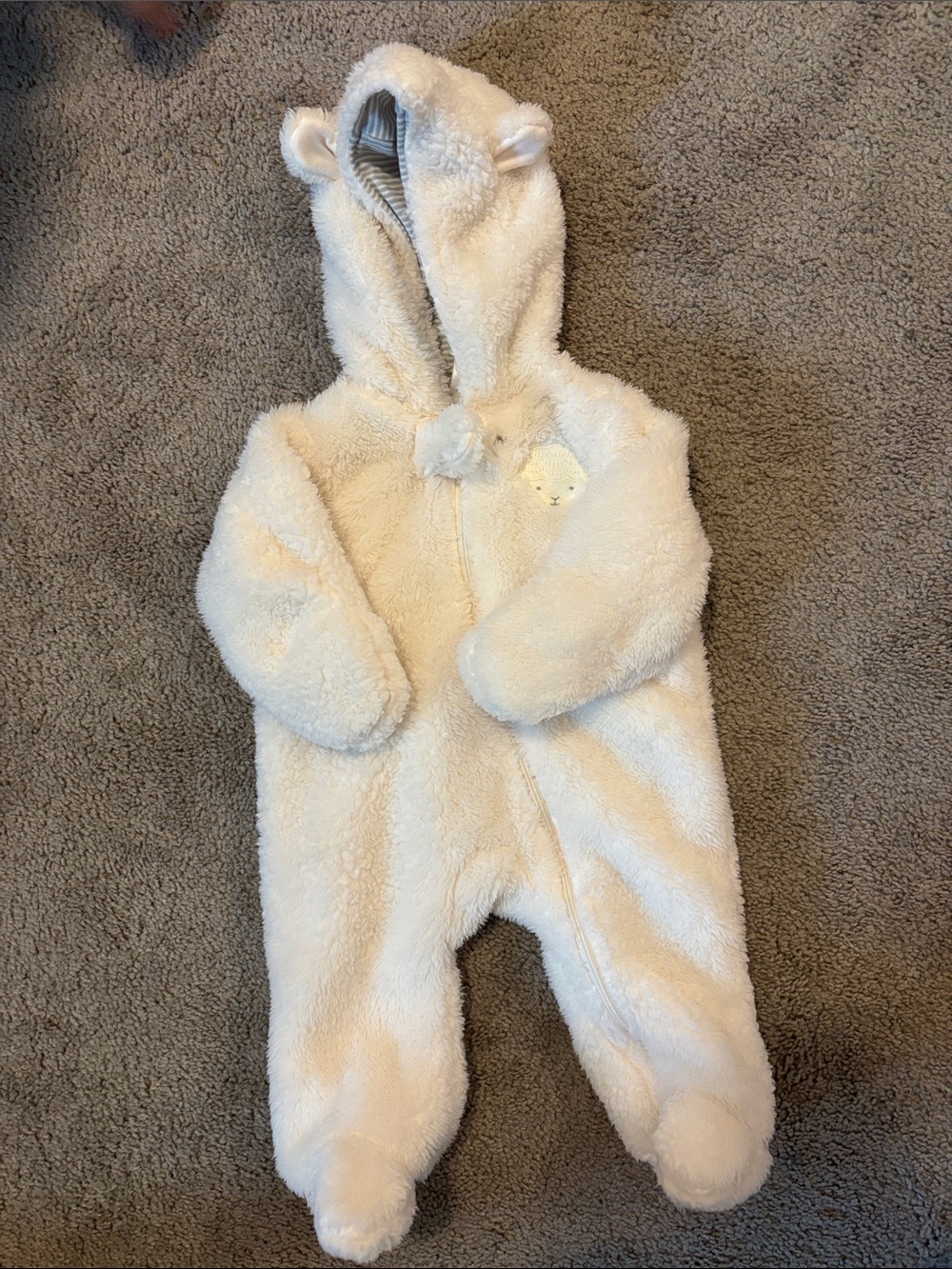 Cozy Cream Fleece Baby One-Piece with Hood and Ears